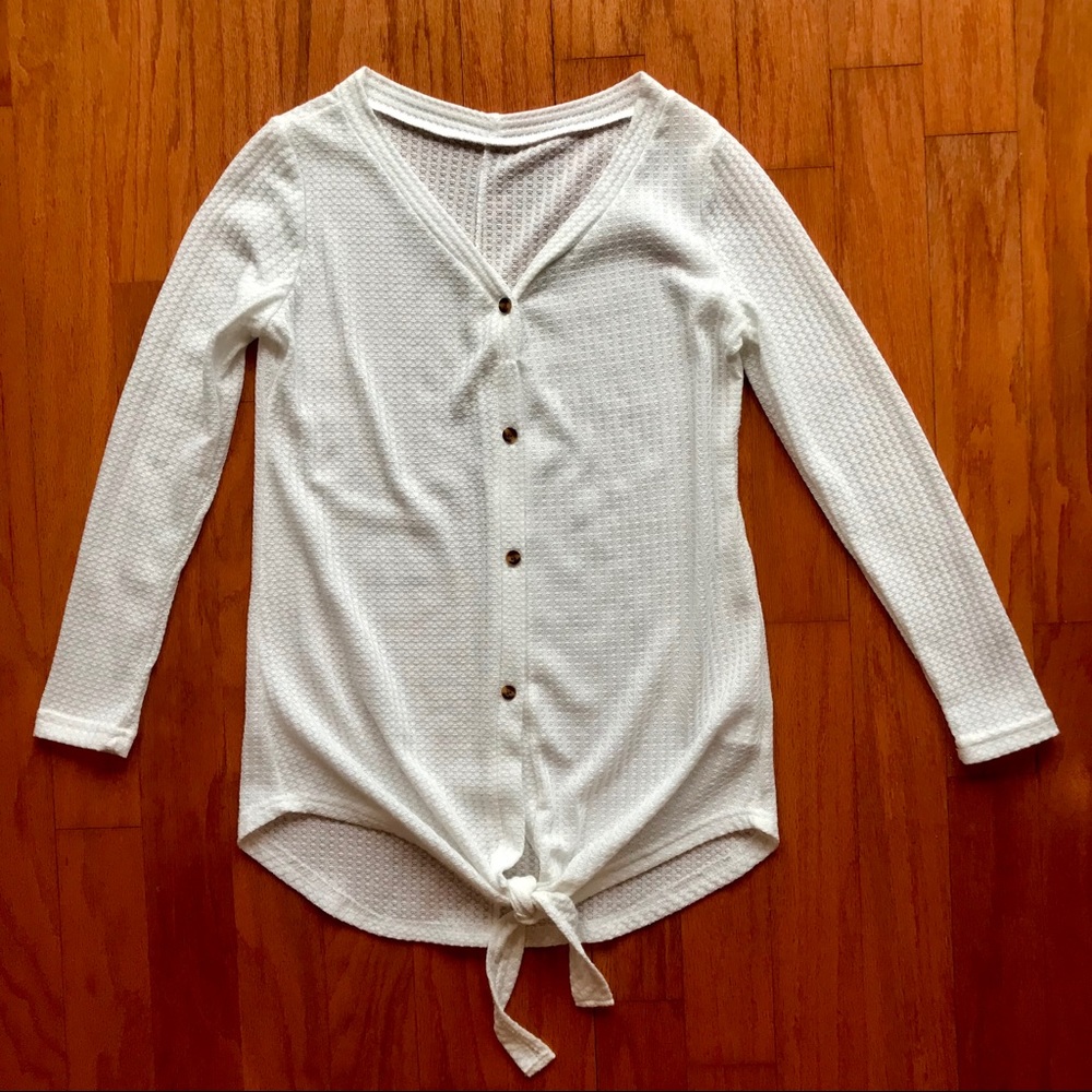 Front Knot Long Sleeve Thermal Top - Picture 4 of 4